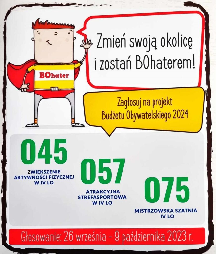 plakat z głosowaniem IV LO